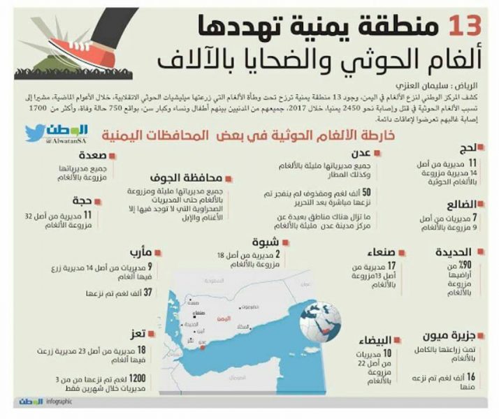 Aden on the top.. 13 Yemeni provinces groan by houthies mines